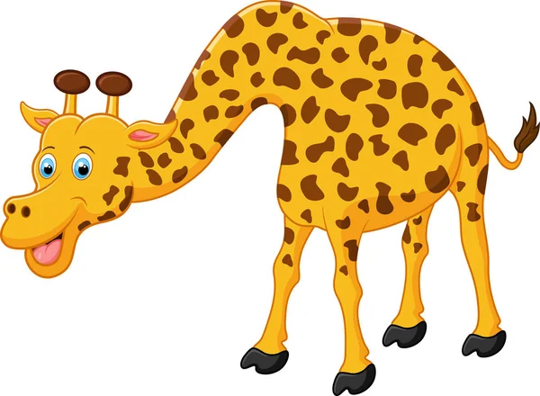 Leuke Giraffe Cartoon Witte Achtergrond — Stockvector