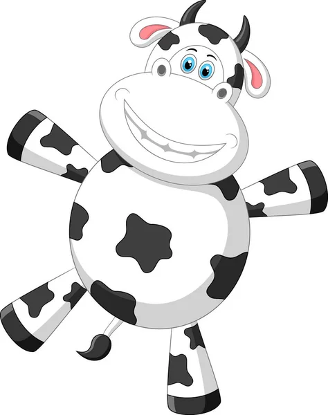 Ilustración Vectorial Dibujos Animados Happy Cow — Vector de stock
