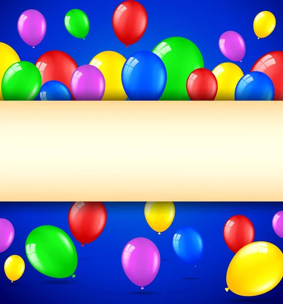 Fondo Cumpleaños Con Globos Colores Lugar Para Texto — Archivo Imágenes Vectoriales