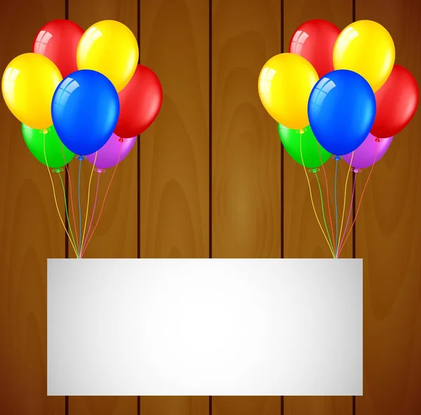 Γενέθλια Φόντο Μπαλόνια Και Τόπος Για Κείμενο Φόντο Ξύλινη — Διανυσματικό Αρχείο