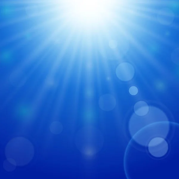 Modrá Obloha Pozadí Jasné Slunce Objektivu Flare — Stockový vektor