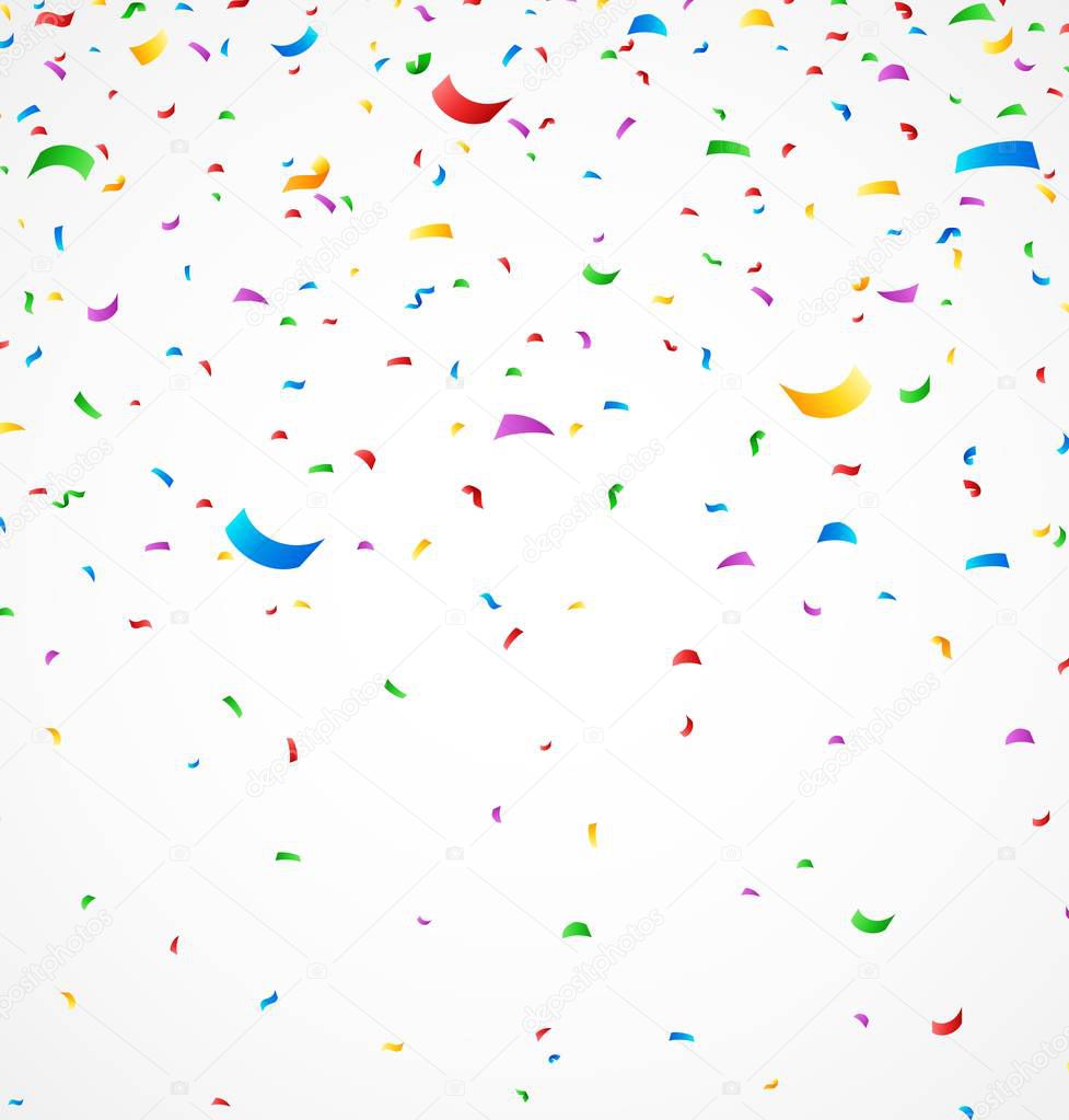 Colorful confetti on white background