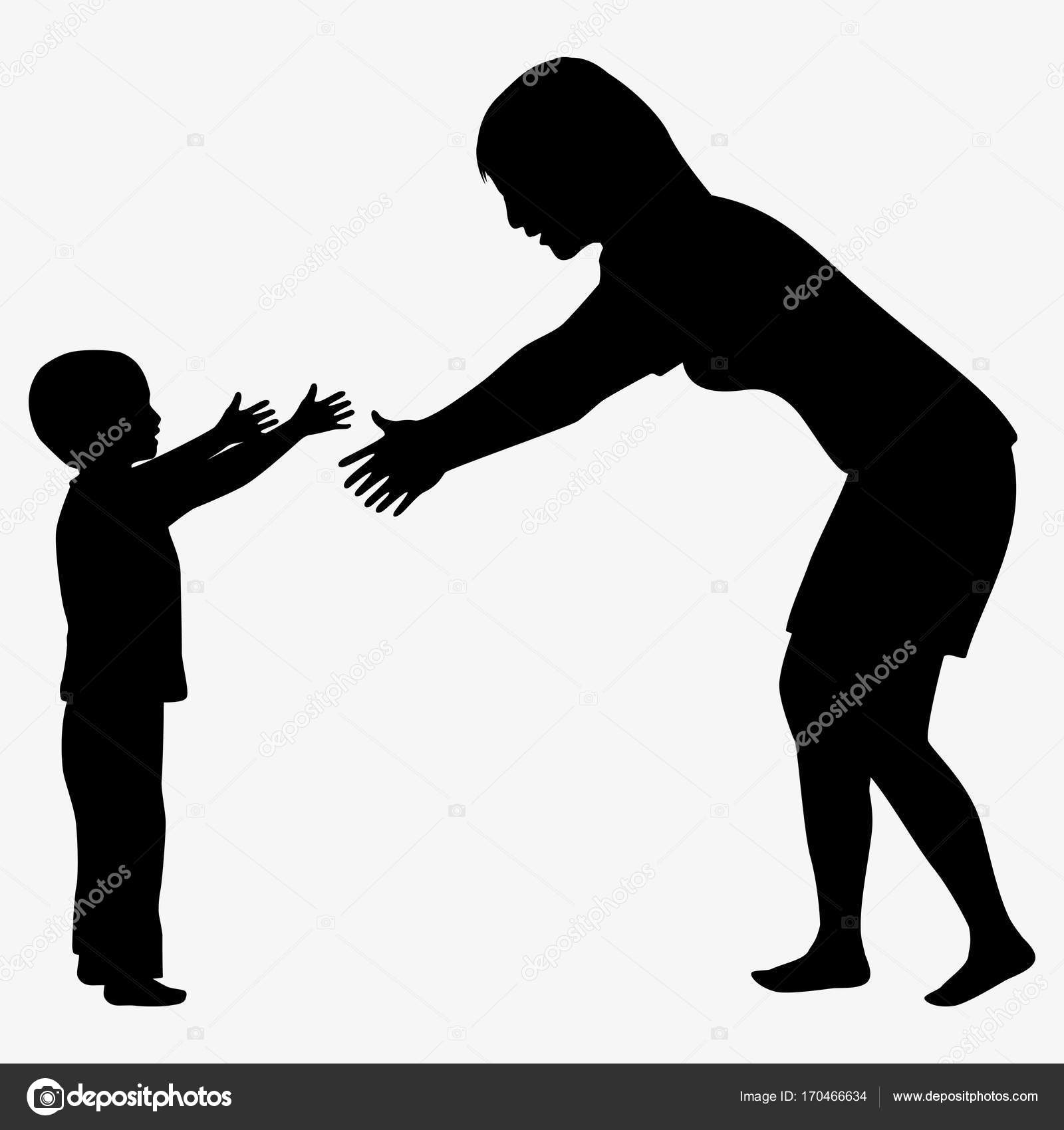 Download Mother Child Silhouette White Background — Stock Vector ...