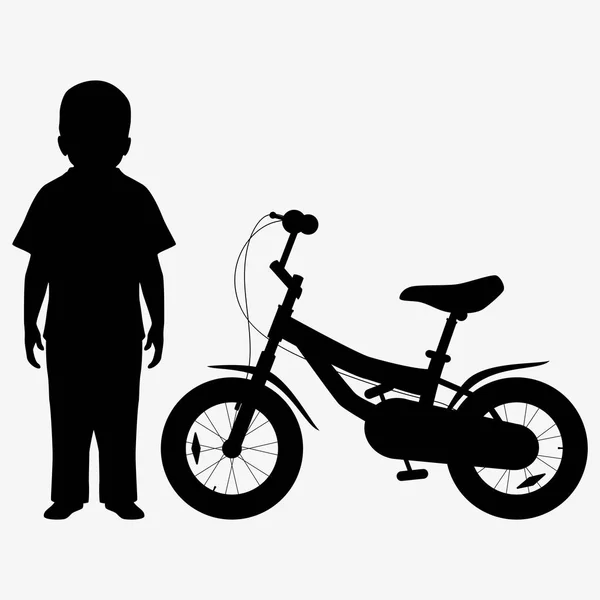 Silhouette Bambini Biciclette — Vettoriale Stock