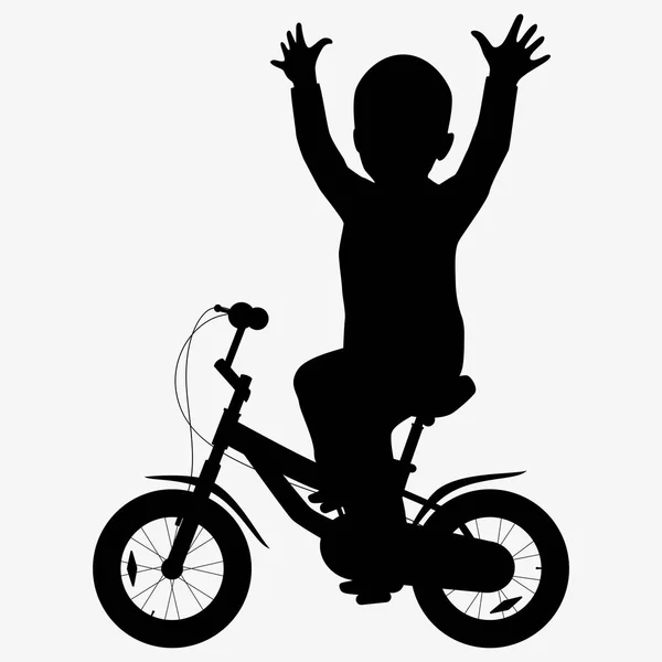 Ein Junge Fährt Eine Fahrradsilhouette — Stockvektor