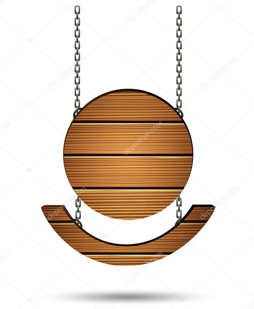 Wooden board on the chains