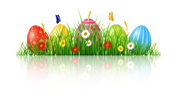 Easter Background Eggs Grass — Stock Vector