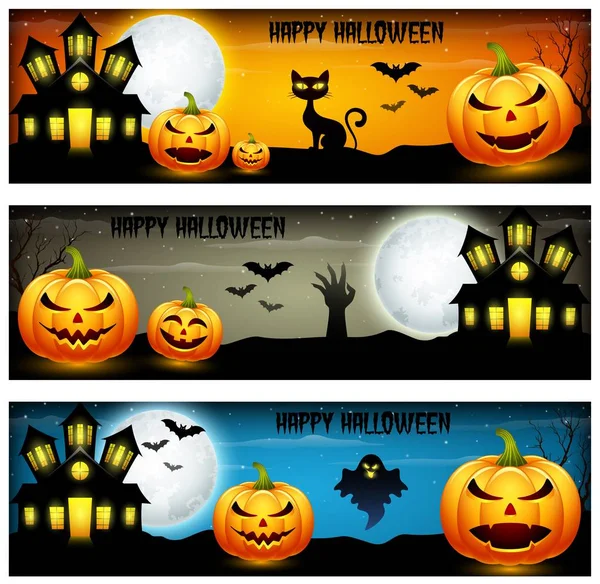 Three Halloween Banners — Stock Vector