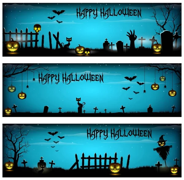 Três banners de Halloween —  Vetores de Stock