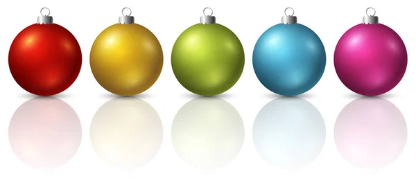 Colourful christmas balls on white background — Stock Vector