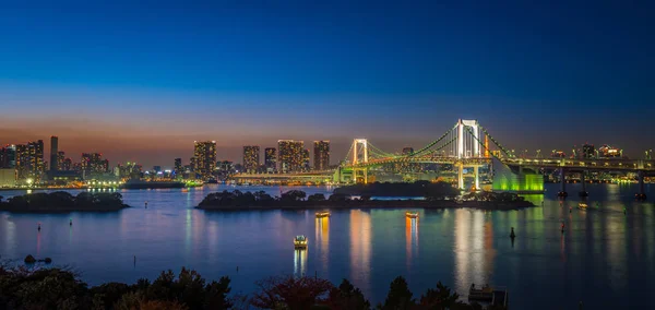 Panorama of Rainbow bridge and Tokyo bay, Japan