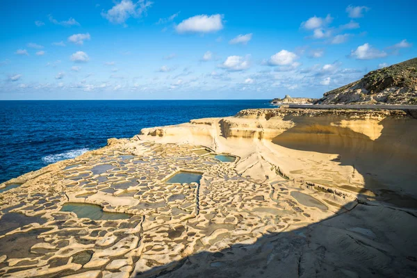 Salt evaporation ponds on Gozo island, Malta — Stock Image Salt Evaporation Ponds Gozo Island Malta Stock Picture