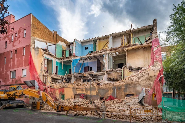 Demolition of the building. Destroyed old house.