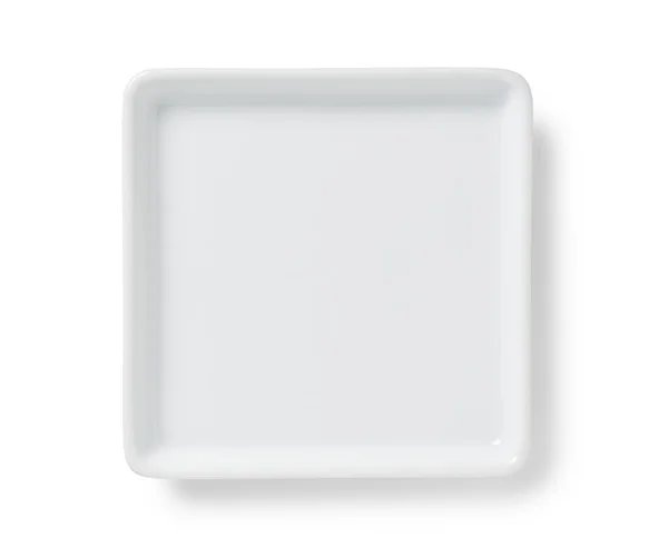 Placa Branca Colocada Sobre Fundo Branco — Fotografia de Stock