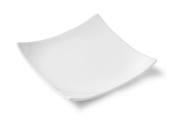Placa Branca Colocada Sobre Fundo Branco — Fotografia de Stock