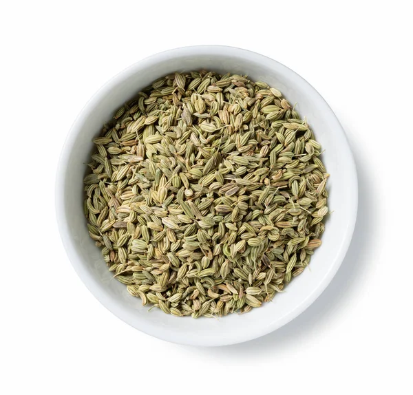 Fennel Seeds Plate Placed White Background — Stock Photo, Image