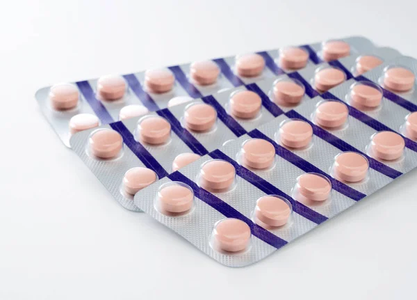 Pink Pills Placed White Background — Stock Photo, Image