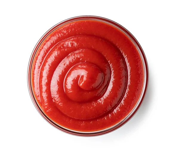 Shot Ketchup Glass Bowl White Background — Stock Photo, Image