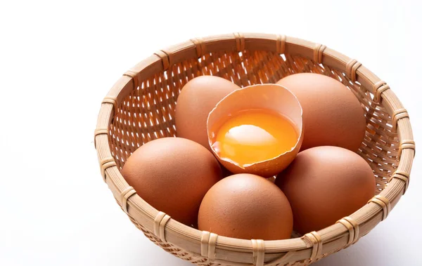 Eggs Broken Eggs Placed White Background — Stock Photo, Image