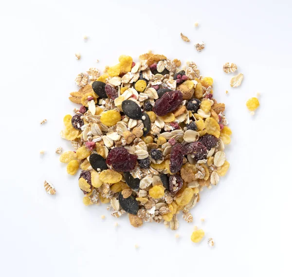 Bird Eye View Granola White Background — Stock Photo, Image