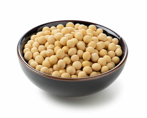 Soybeans Bowl White Background Photographed Angle — Stock Photo, Image