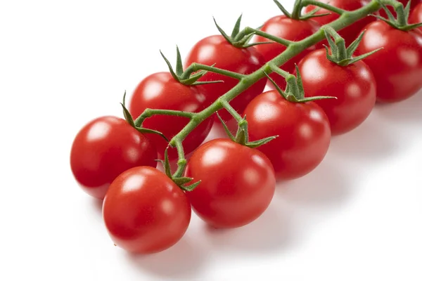白色背景上的一系列新鲜的小西红柿 — 图库照片