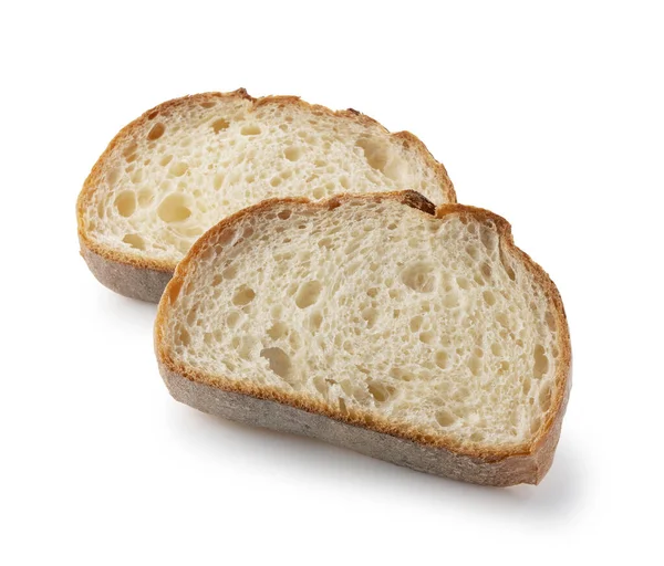 放在白色背景上的切片硬面包 — 图库照片