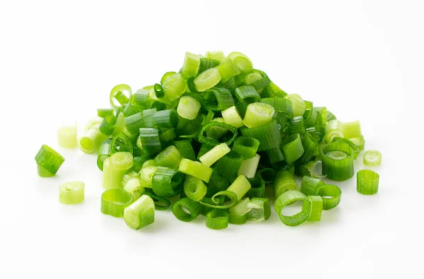 Chopped Green Onions Placed White Background Were Photographed Angle — Stock Photo, Image