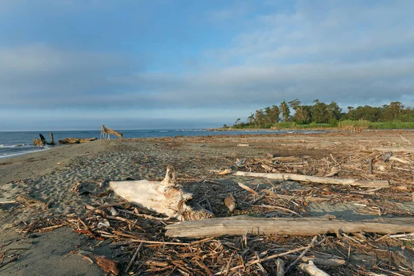 Corsica sahil fırtınada sonra Tavignane Nehri'nin ağzında