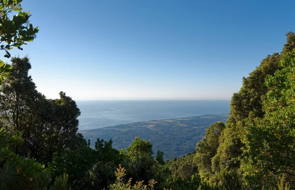 Corsica'deki / daki kıyı ve dağ Costa verde