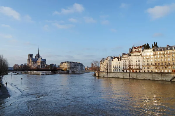 Povodeň Řeky Seiny Paříži — Stock fotografie