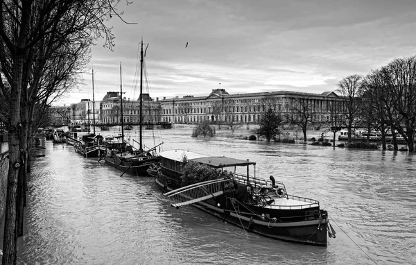 Seine Řece Povodeň Ile Cité Ostrov Ponořené Paříži — Stock fotografie