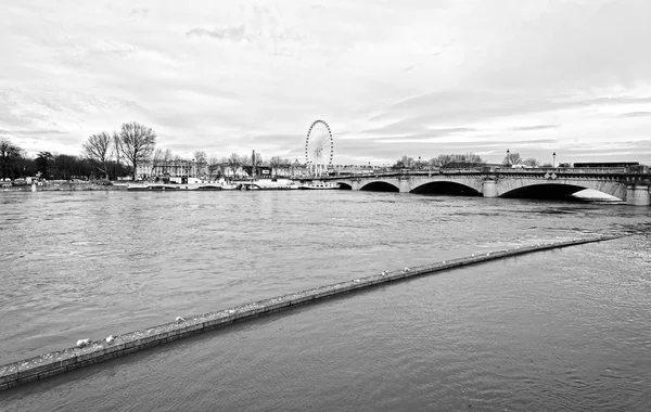 Seine River Flood Nära Bron Concorde Paris — Stockfoto