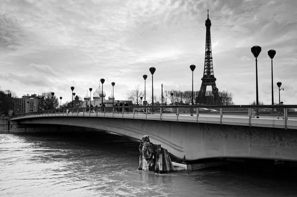 Seine Flussflut Der Nähe Der Alma Brücke Paris — Stockfoto