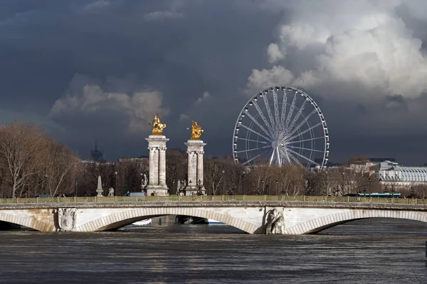 Seine Nehri sel Paris'te Alexandre III Köprüsü yakınlarında