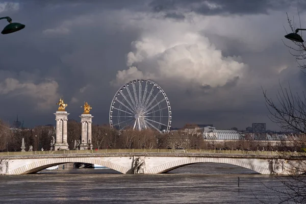 Seine Řece Povodeň Poblíž Mostu Alexandre Iii Paříži — Stock fotografie