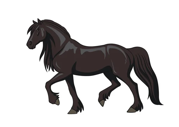 Running black friesian horse — Stock Vector