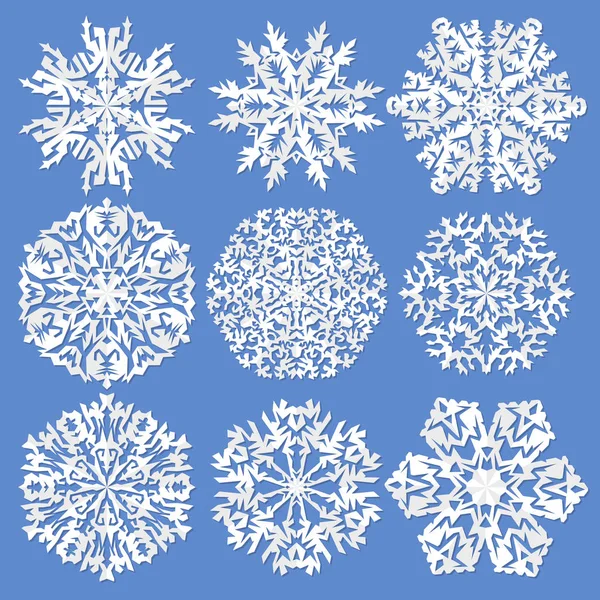 Papper snöflingor. Ställa in vektorillustration — Stock vektor
