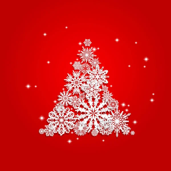 Vánoční a novoroční červené pozadí se stromem Stock Vektory