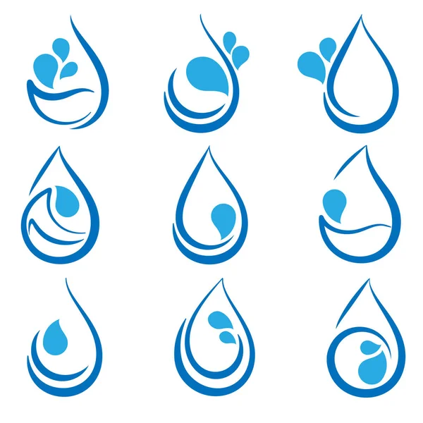 Conjunto de elementos de diseño de agua, emblemas, signos logotipo e iconos — Archivo Imágenes Vectoriales