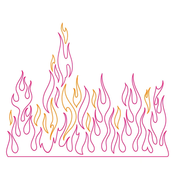 Fiamma, fuoco ardente e fiamme vettoriale illustrazione — Vettoriale Stock