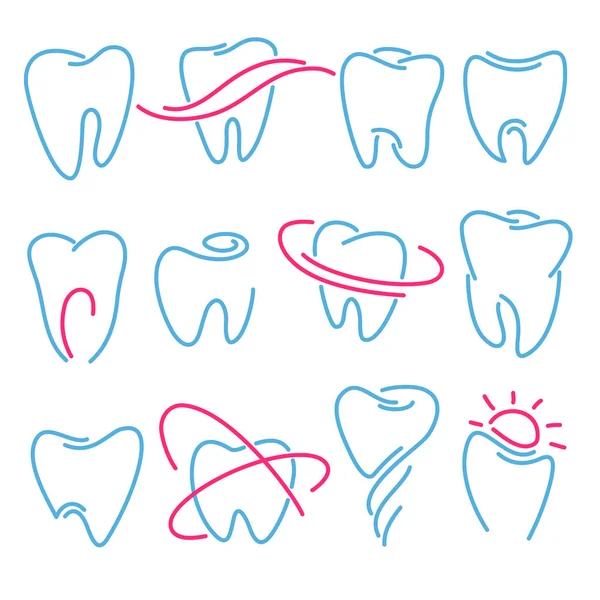 Conjunto de dentes, ícones de dentes no fundo branco. Pode ser usado como logotipo para odontologia, dentista ou clínica de estomatologia Vetores De Bancos De Imagens Sem Royalties