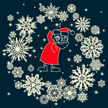 Kar taneleri vektörü Noel illüstrasyonlu Noel Baba