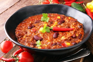Hot chili con carne - Meksika yemeği lezzetli ve baharatlı