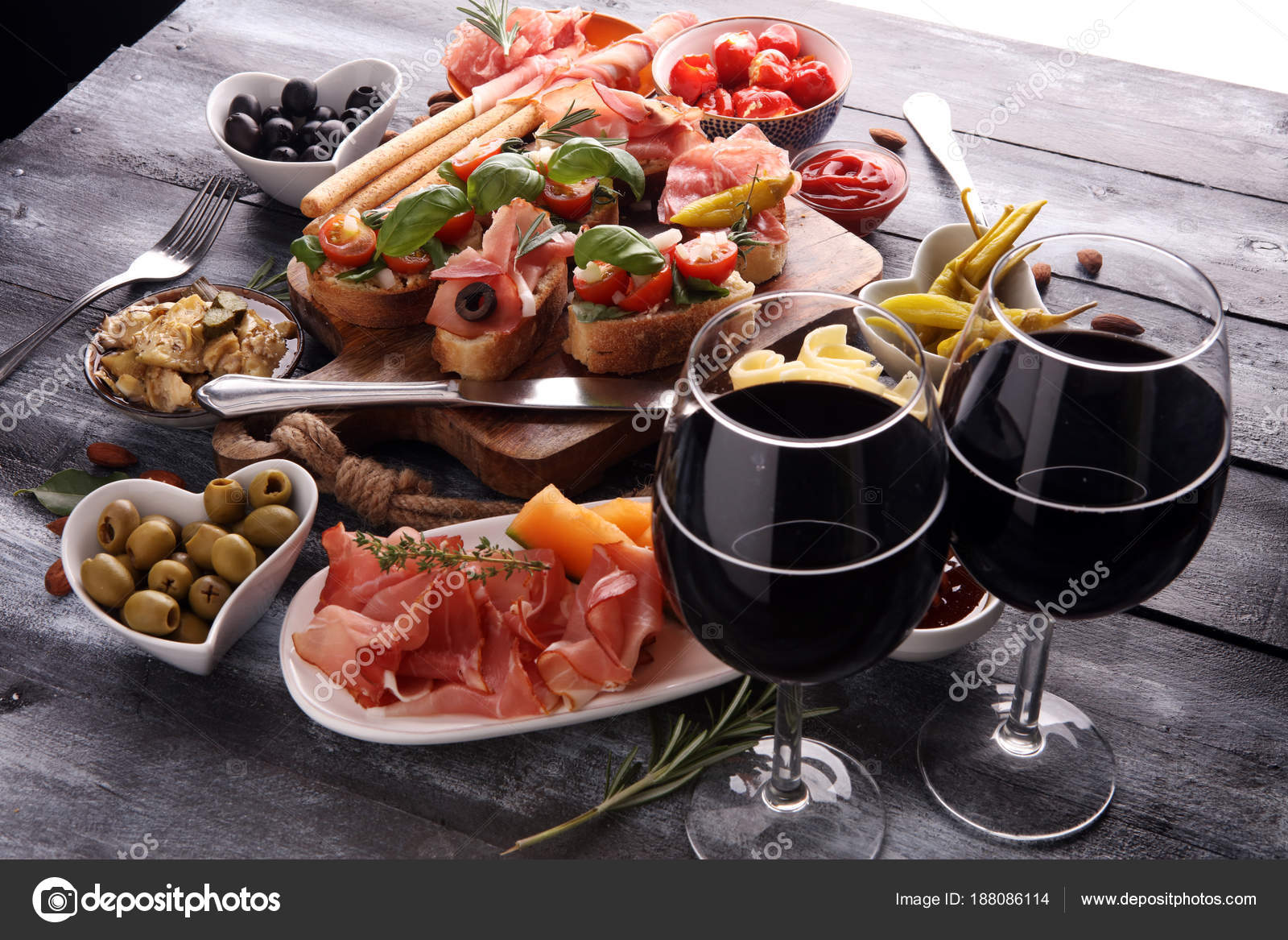 by antipasti set. ©beats1 188086114 Mediterranean Cheese Photo Stock variety, Italian wine snacks