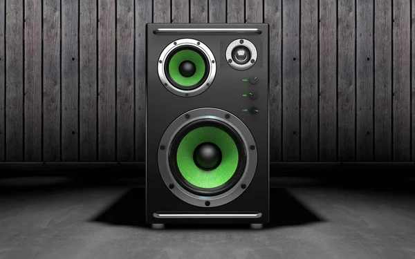 Audio speakers on black background. 3d rendering. — Stock Photo, Image