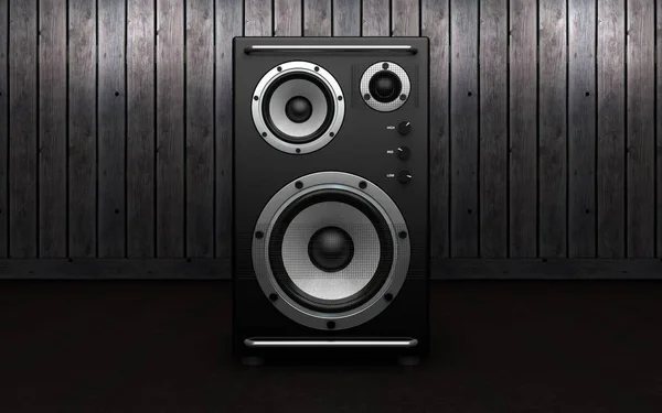 Audio speakers on black background. 3d rendering.