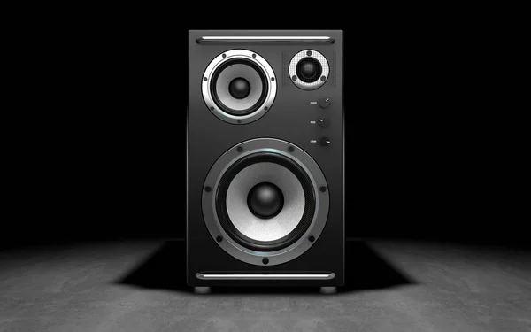 Audio speakers on black background. 3d rendering.
