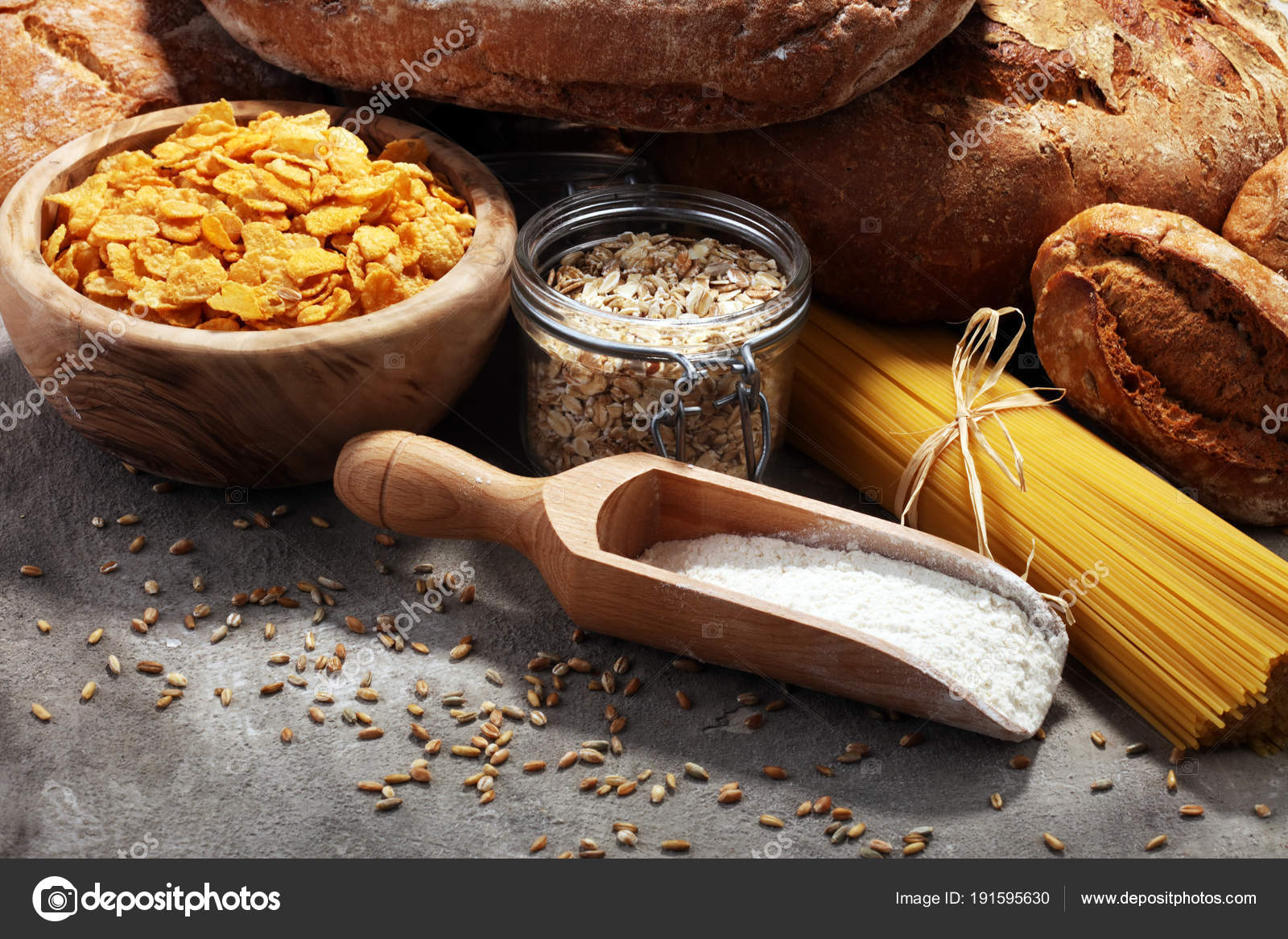 Whole grain products with complex carbohydrates Stock Photo by ©beats1