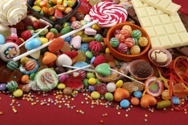 jöle ve şeker ile şekerler. renkli farklı childs dizi